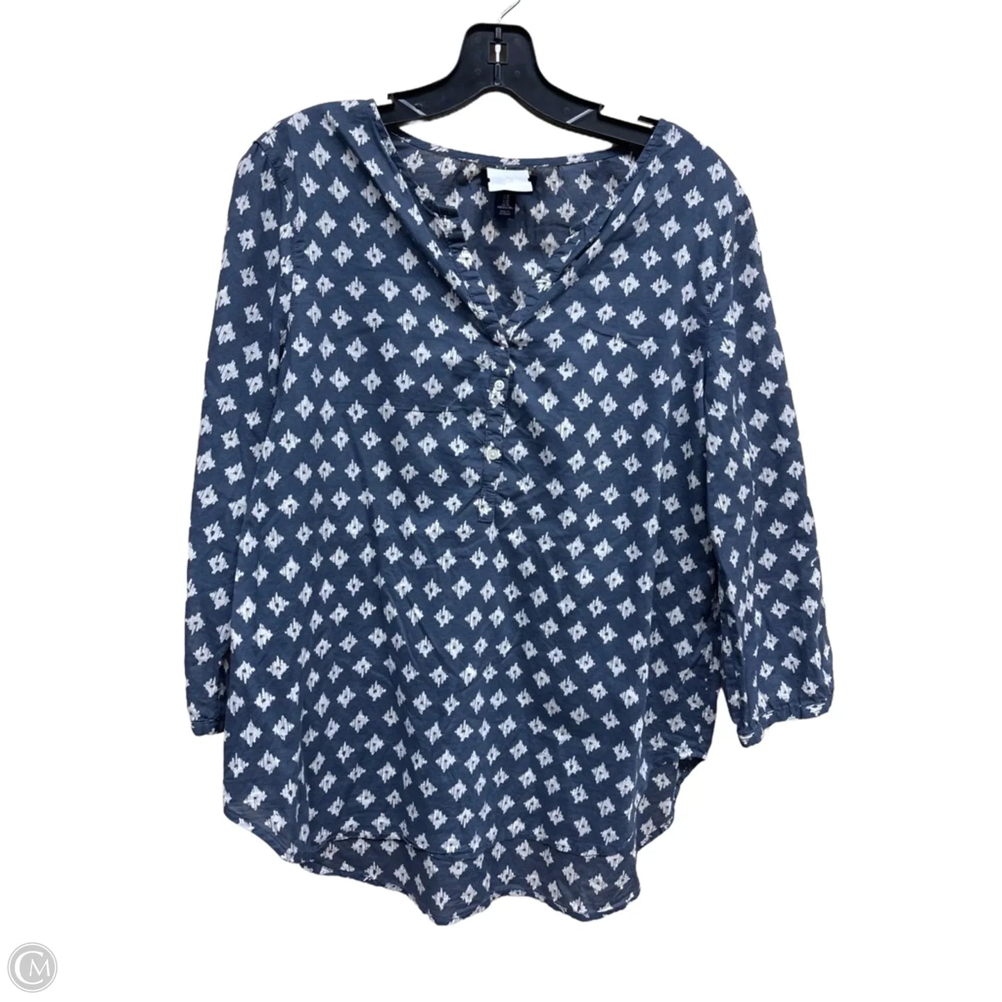 Top Long Sleeve By Gap In Blue & Cream, Size: M