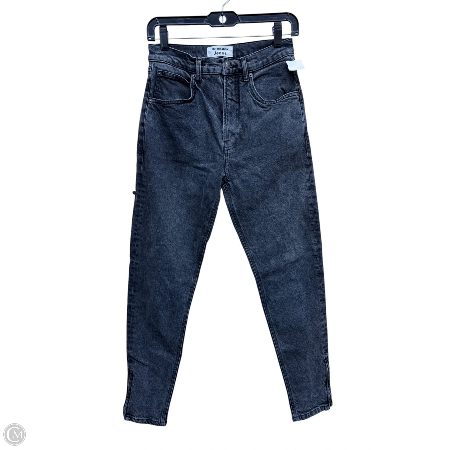 Jeans Skinny By Reformation In Black Denim, Size: 4