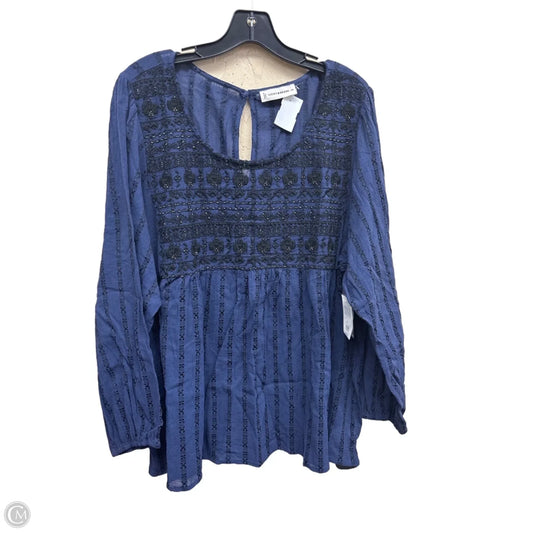 Top Long Sleeve By Lucky Brand In Black & Blue, Size: Xxl