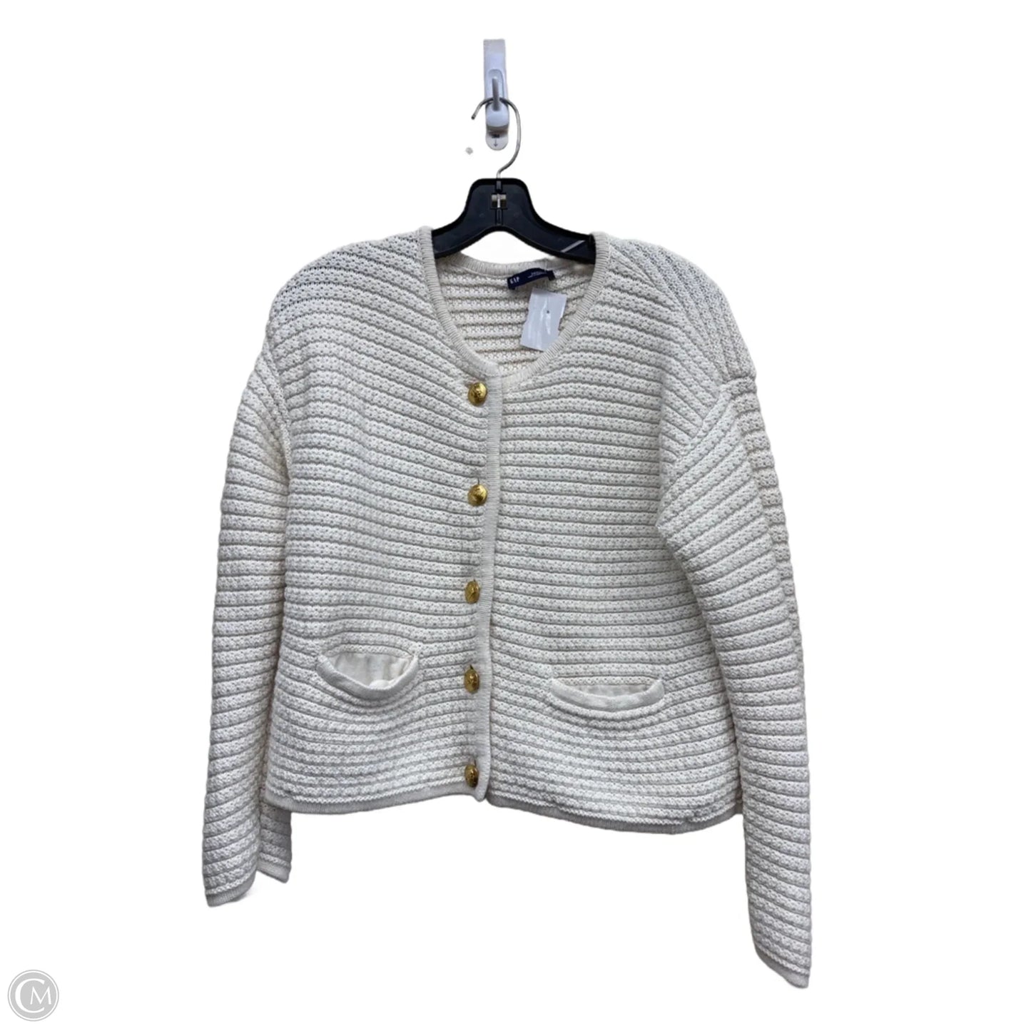Sweater Cardigan By Gap In Cream, Size: S