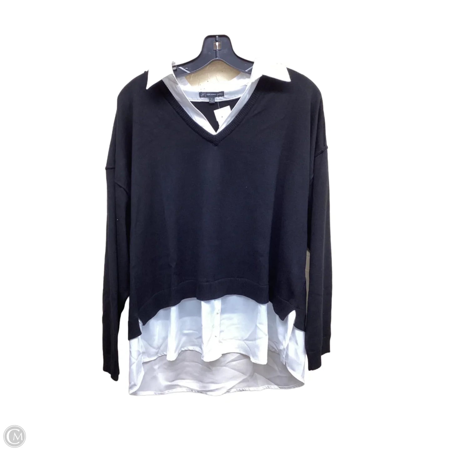 Top Long Sleeve By Adrianna Papell In Black & White, Size: L