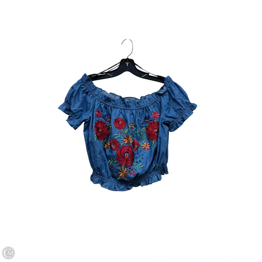 Top Short Sleeve By Forever 21 In Blue Denim, Size: L