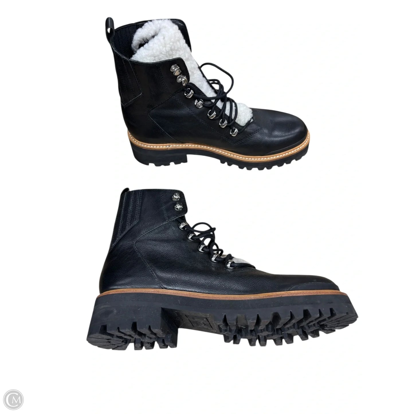 Boots Ankle Flats By Marc Fisher In Black & Tan, Size: 8.5