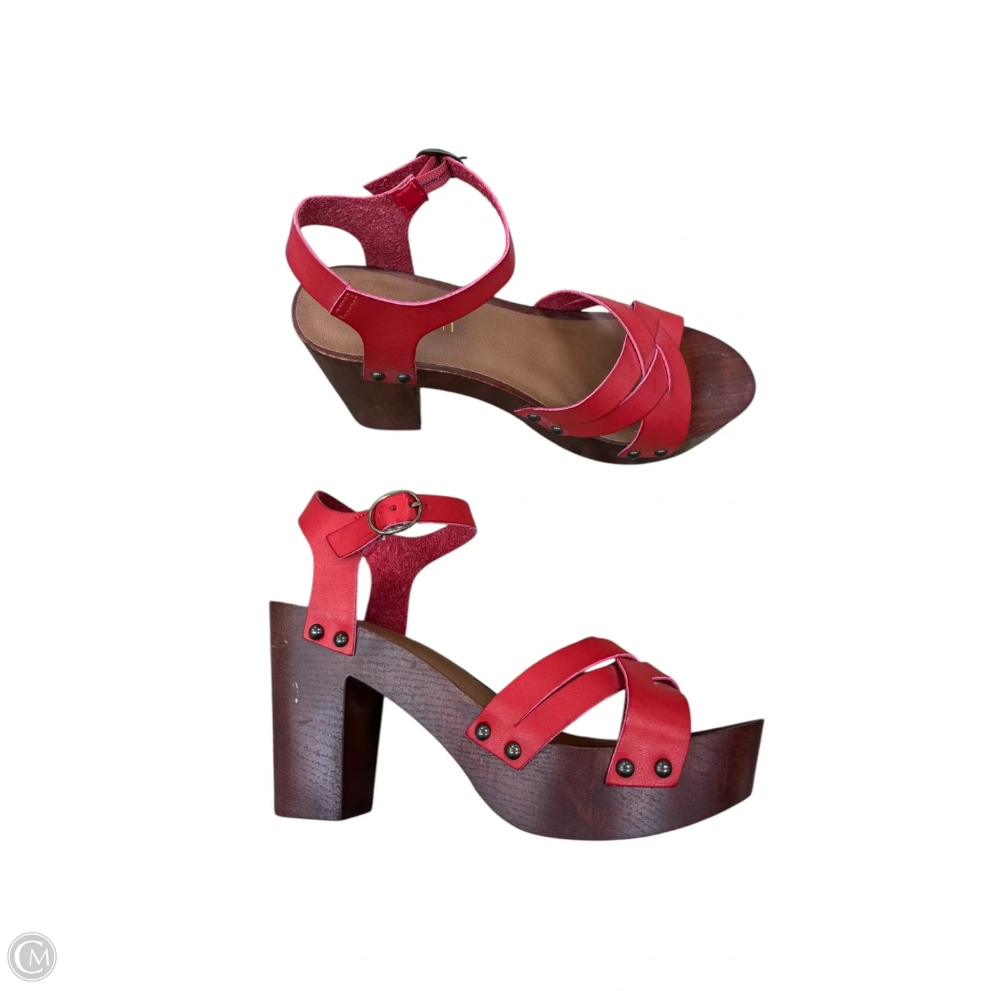 Sandals Heels Block By Madden Girl In Brown & Red, Size: 8.5