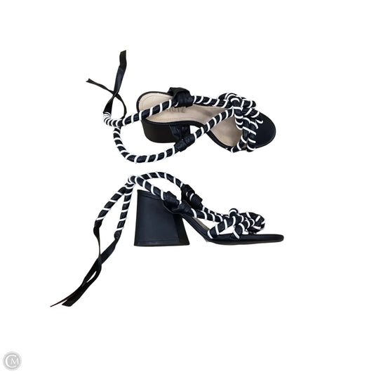 Sandals Heels Block By Clothes Mentor In Black & White, Size: 5.5