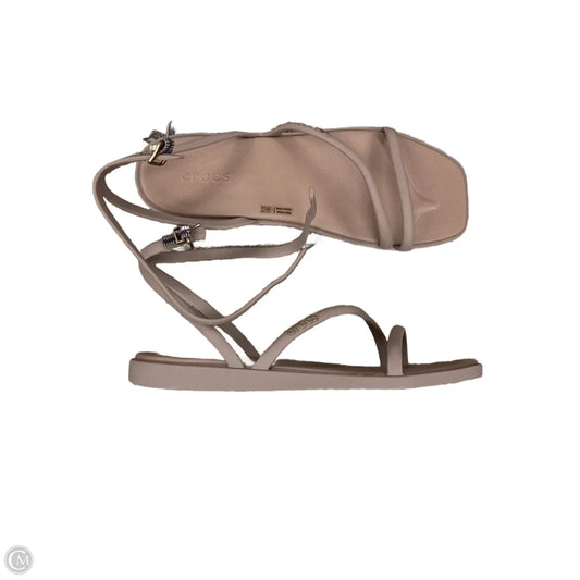 Sandals Flats By Crocs In Brown, Size: 7