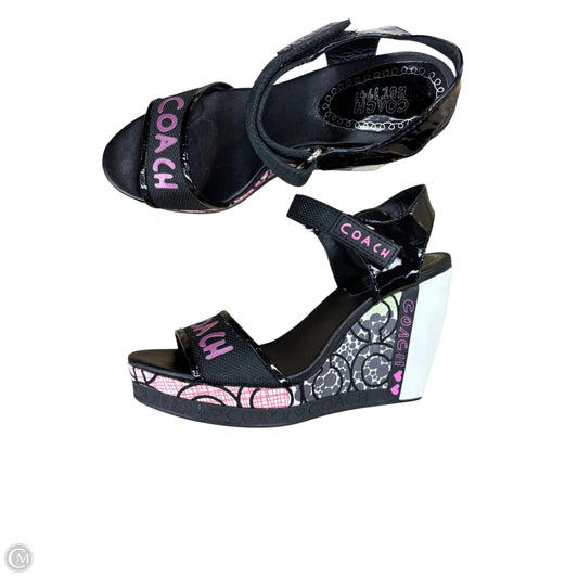 Sandals Designer By Coach In Black & Pink, Size: 6.5