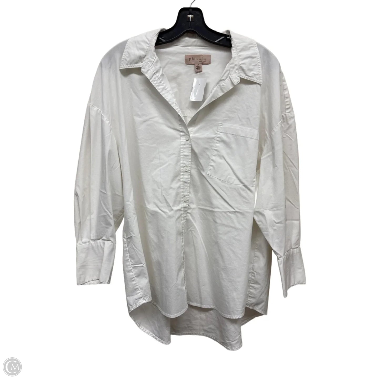 Top Long Sleeve By Philosophy In White, Size: L