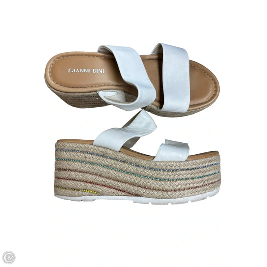 Sandals Heels Wedge By Gianni Bini In Tan & White, Size: 6