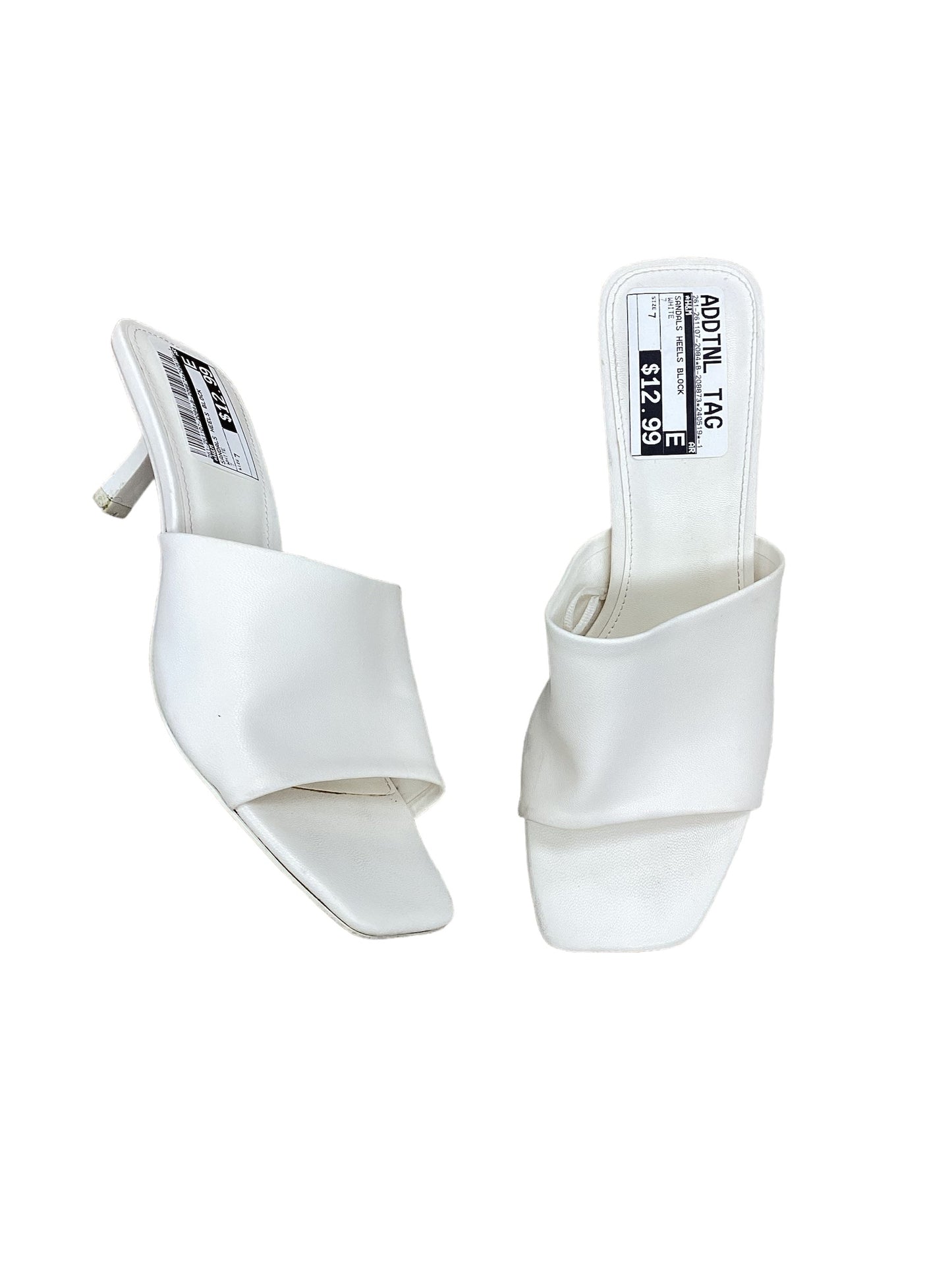 White Sandals Heels Block H&m, Size 7