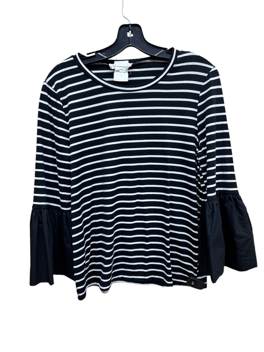 Top Long Sleeve By Anthropologie In Black & White, Size: M