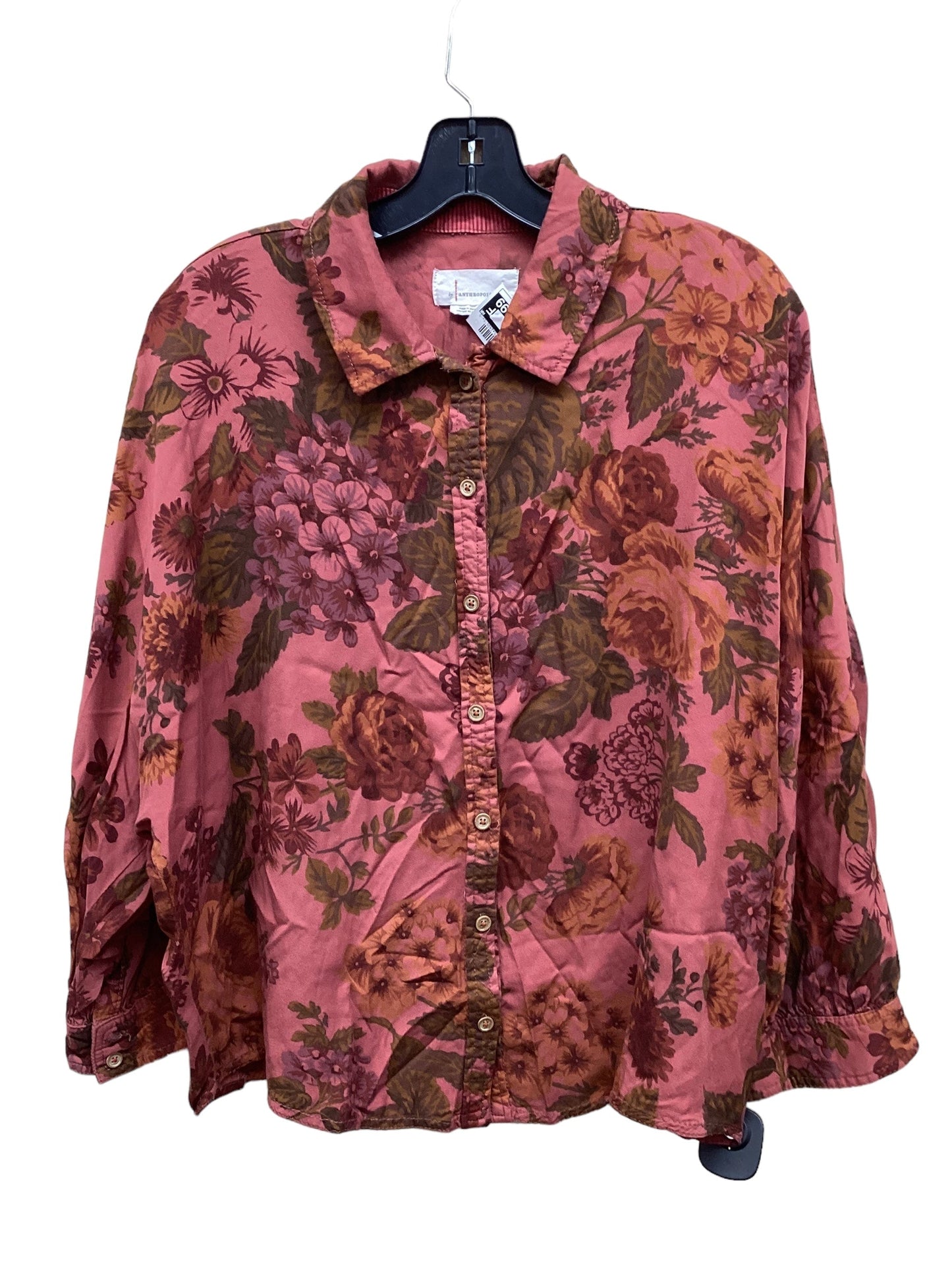 Top Long Sleeve By Anthropologie In Floral Print, Size: M