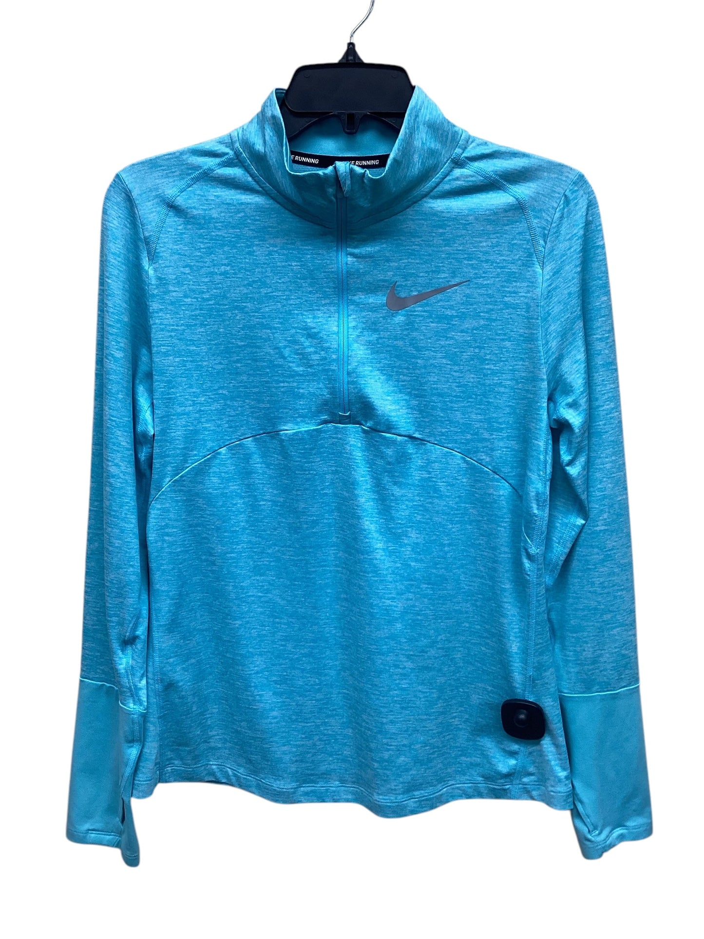 Athletic Top Long Sleeve Collar By Nike In Teal, Size: Xl