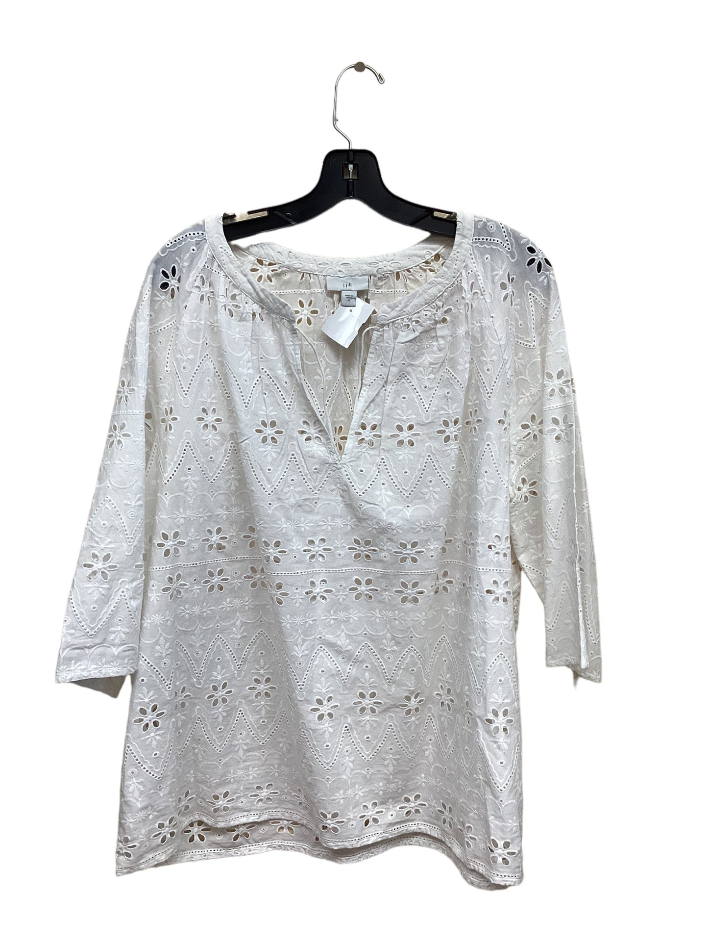 Top 3/4 Sleeve By J. Jill In White, Size: Xl