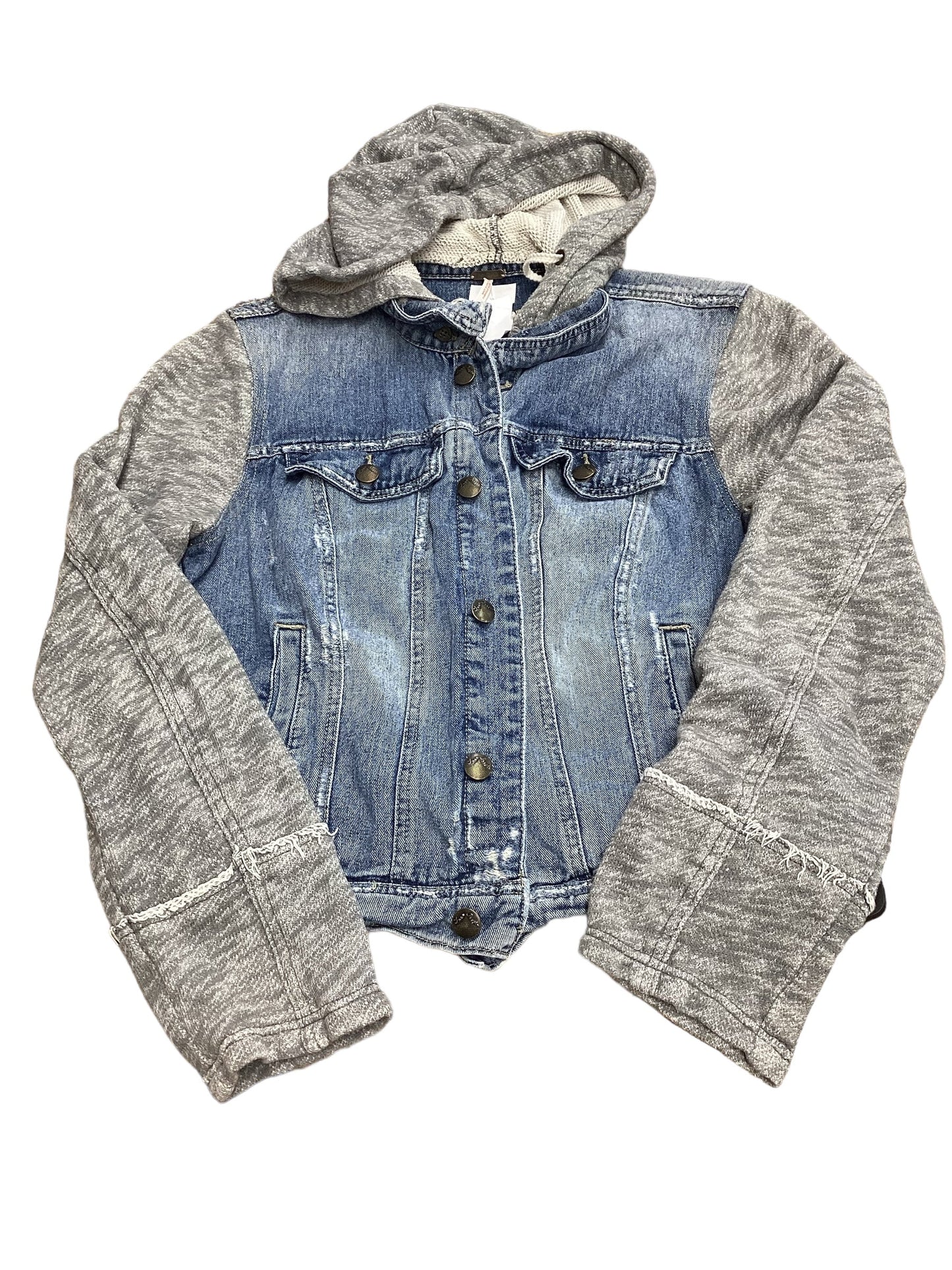 Jacket Denim By Free People In Blue & Grey, Size: M