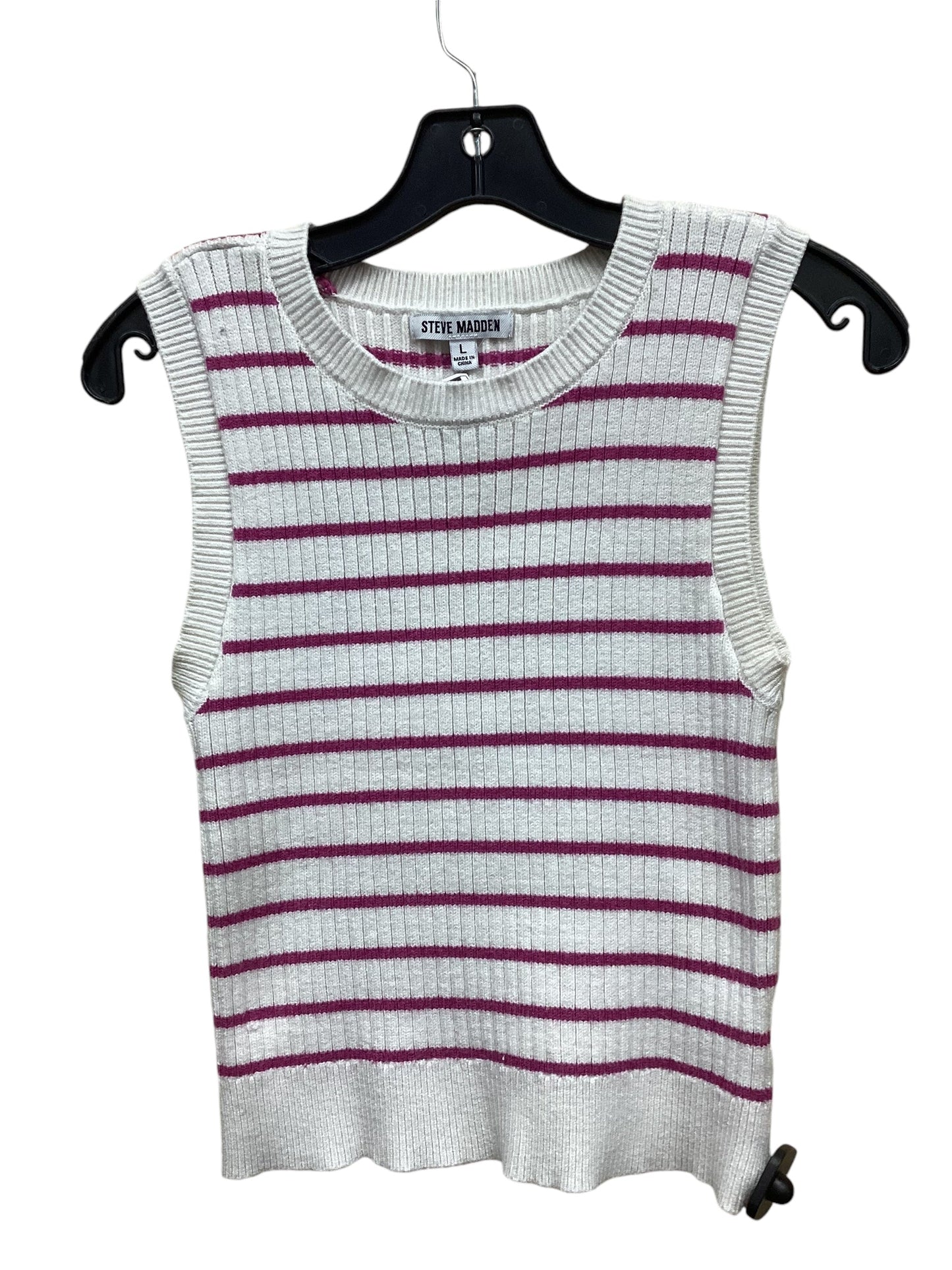 Top Sleeveless By Steve Madden In Purple & White, Size: L