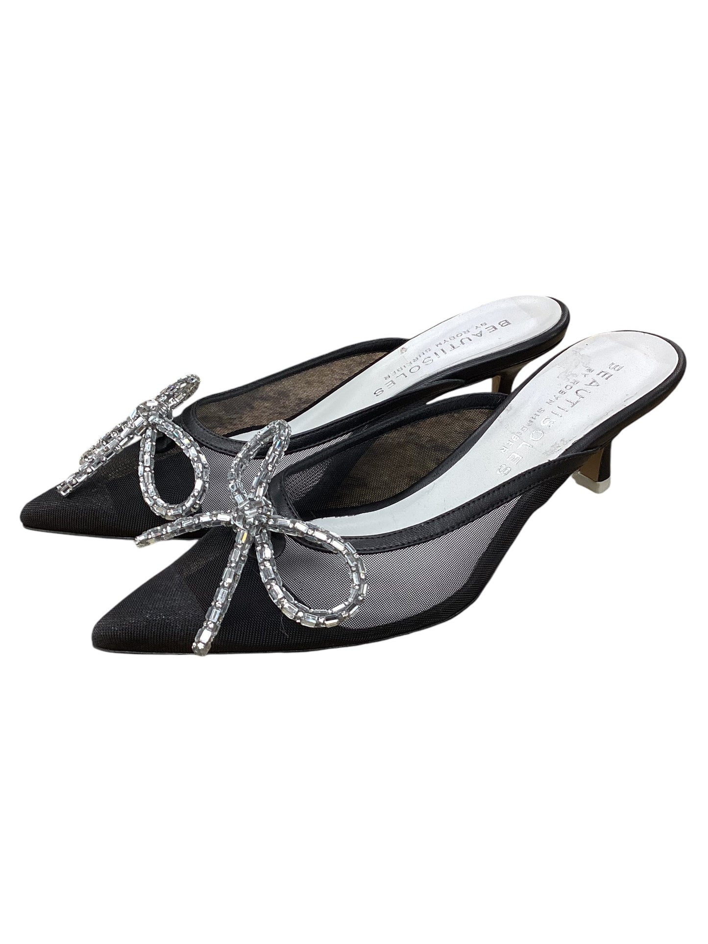 Shoes Heels Kitten By Clothes Mentor In Black & Silver, Size: 8