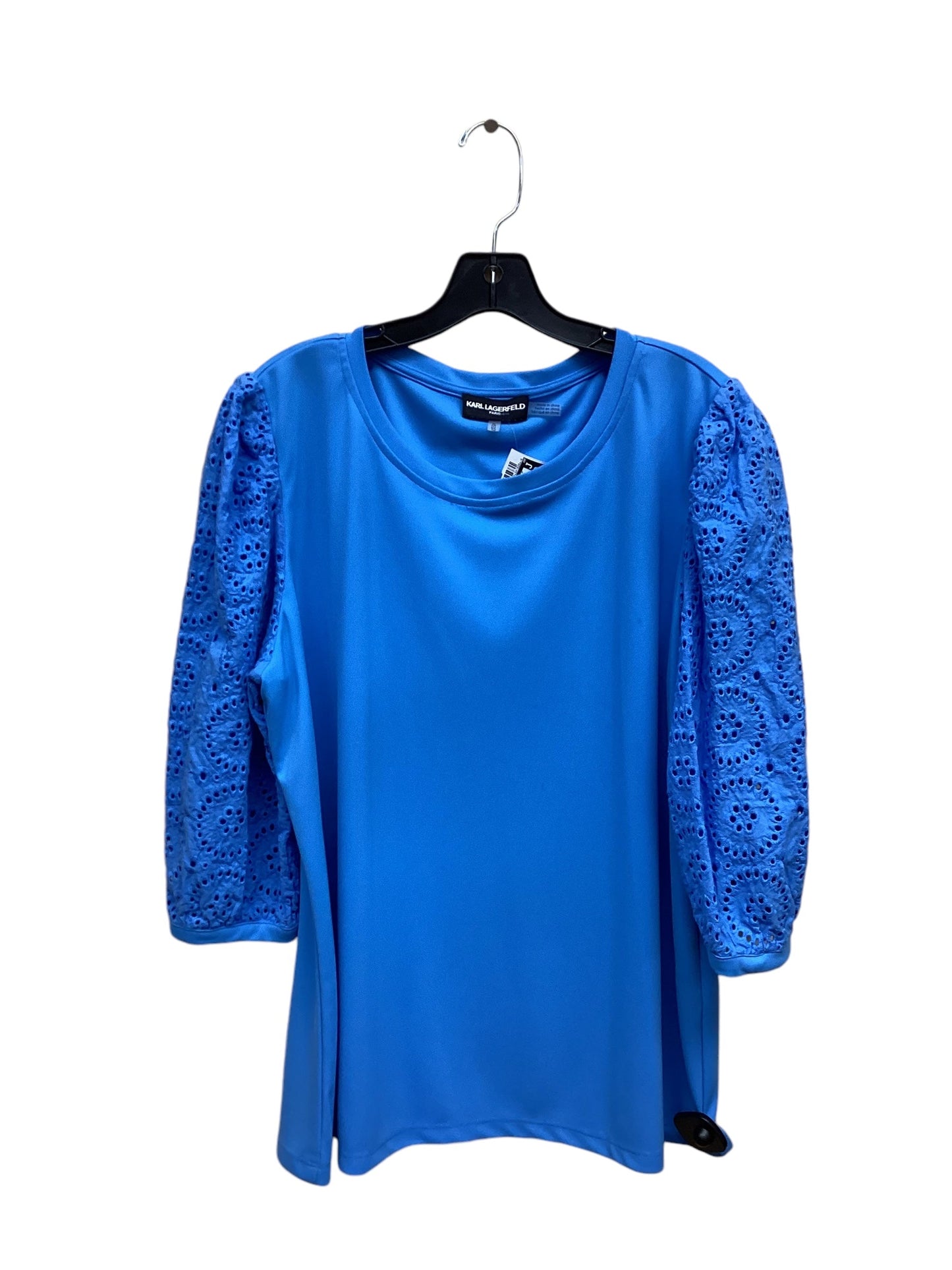 Top 3/4 Sleeve By Karl Lagerfeld In Blue, Size: Xl