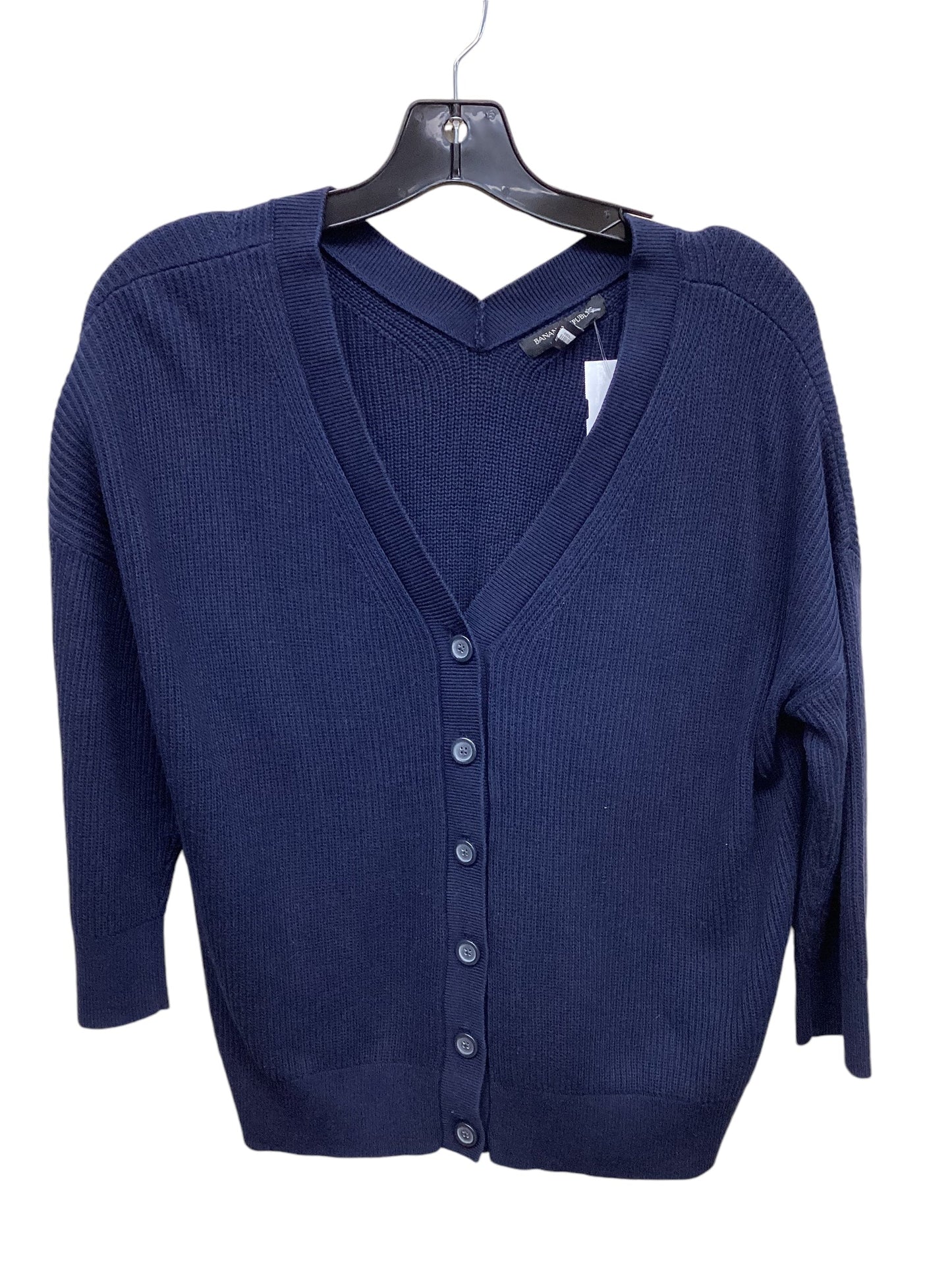 Sweater Cardigan By Banana Republic In Navy, Size: L