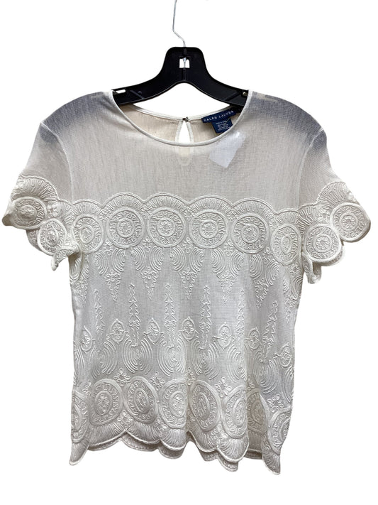 Top Short Sleeve By Ralph Lauren In Cream, Size: M