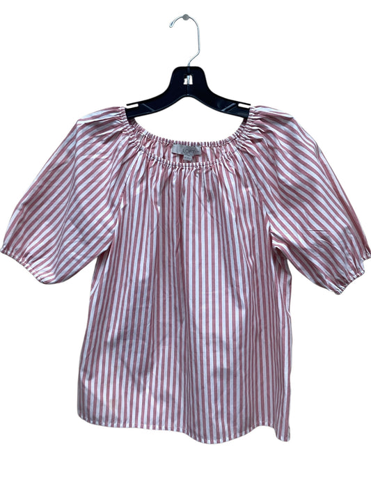 Top Short Sleeve By Loft In Pink & White, Size: Sp