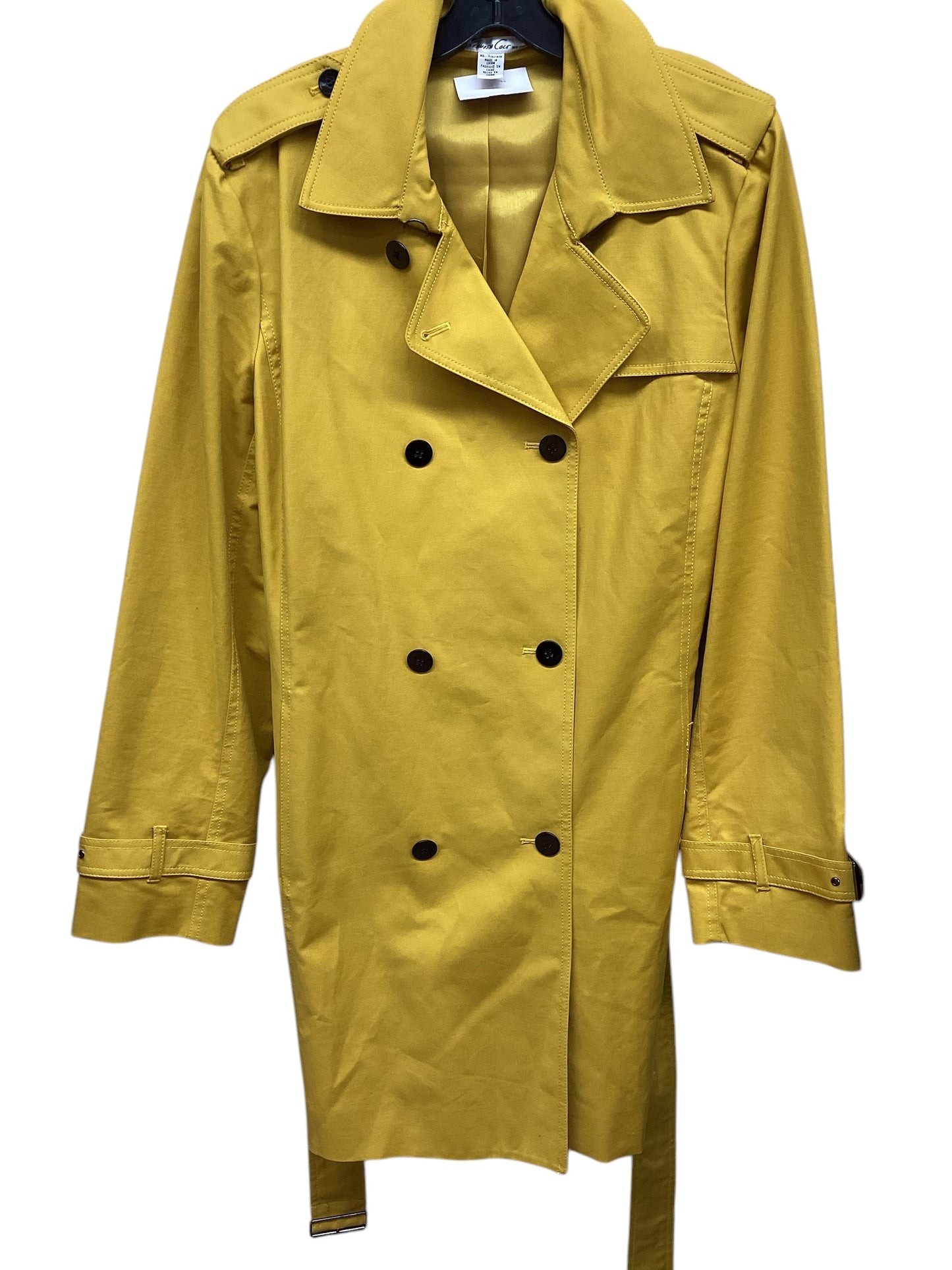 Coat Trench Coat By Kenneth Cole In Yellow, Size: Xl