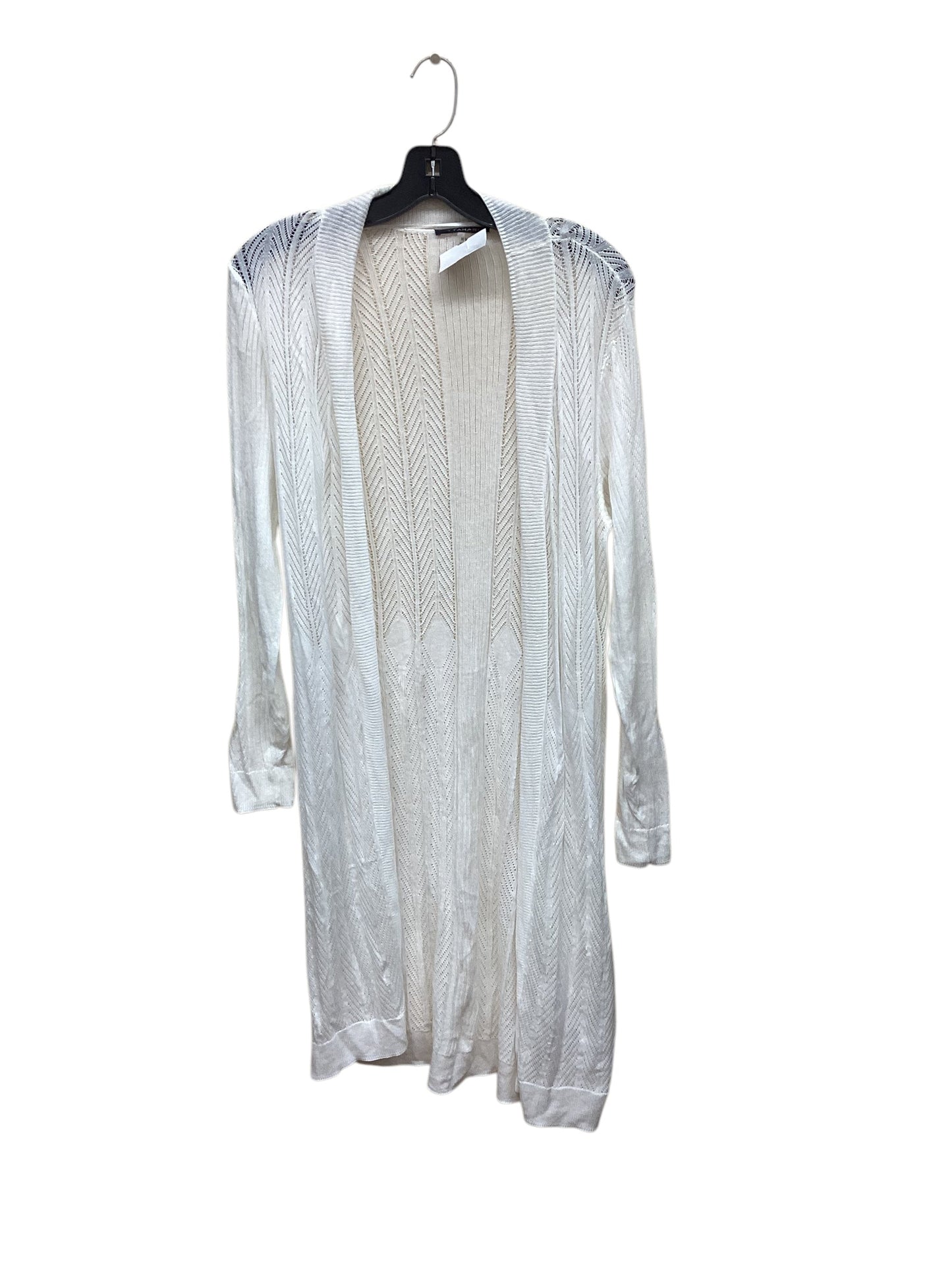 Sweater Cardigan By Tahari By Arthur Levine In Cream, Size: M