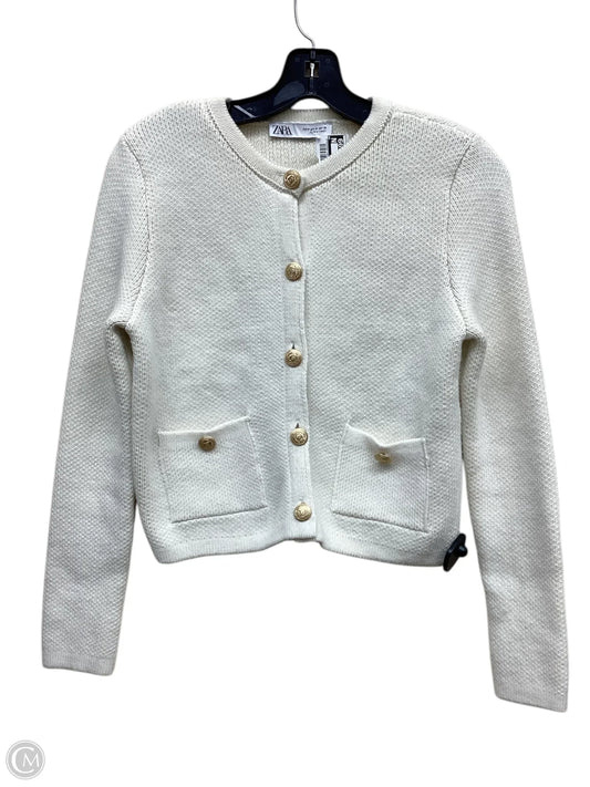 Sweater Cardigan By Zara In Cream, Size: M