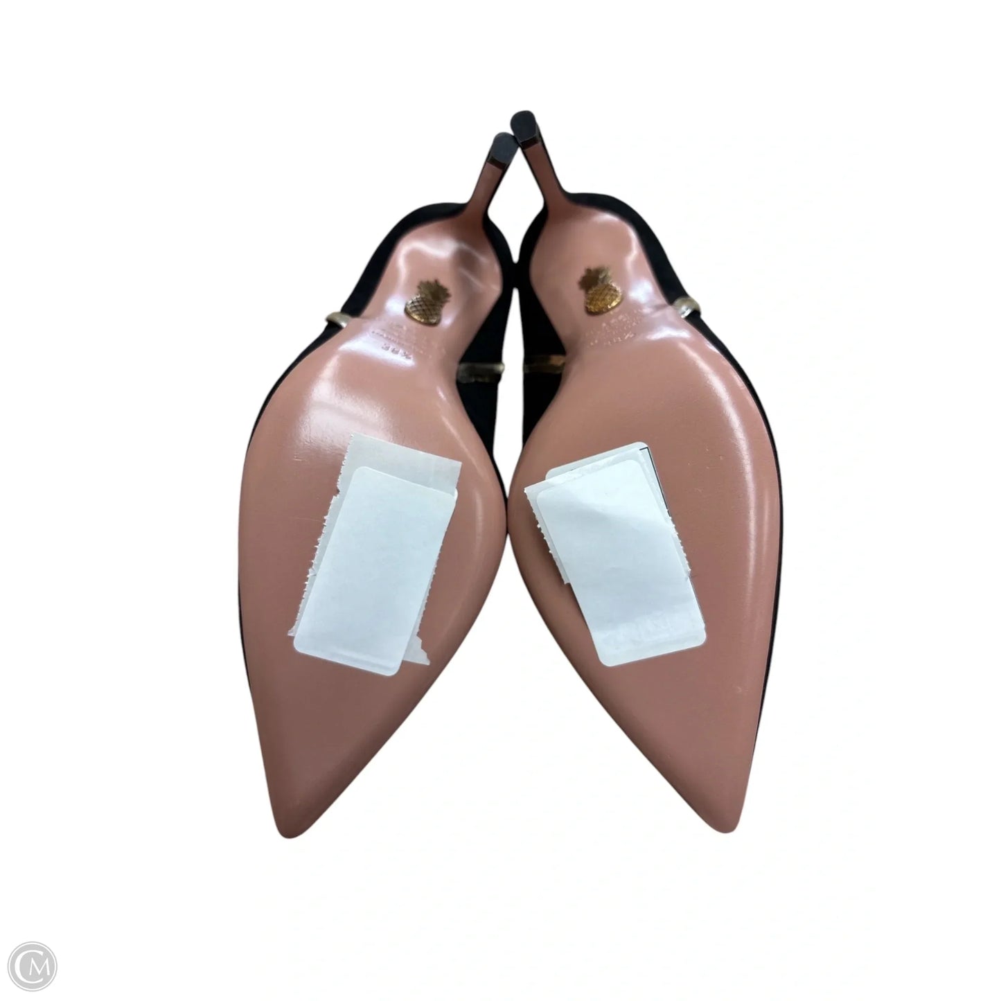 Shoes Designer By Aquazzura In Black & Gold, Size: 8