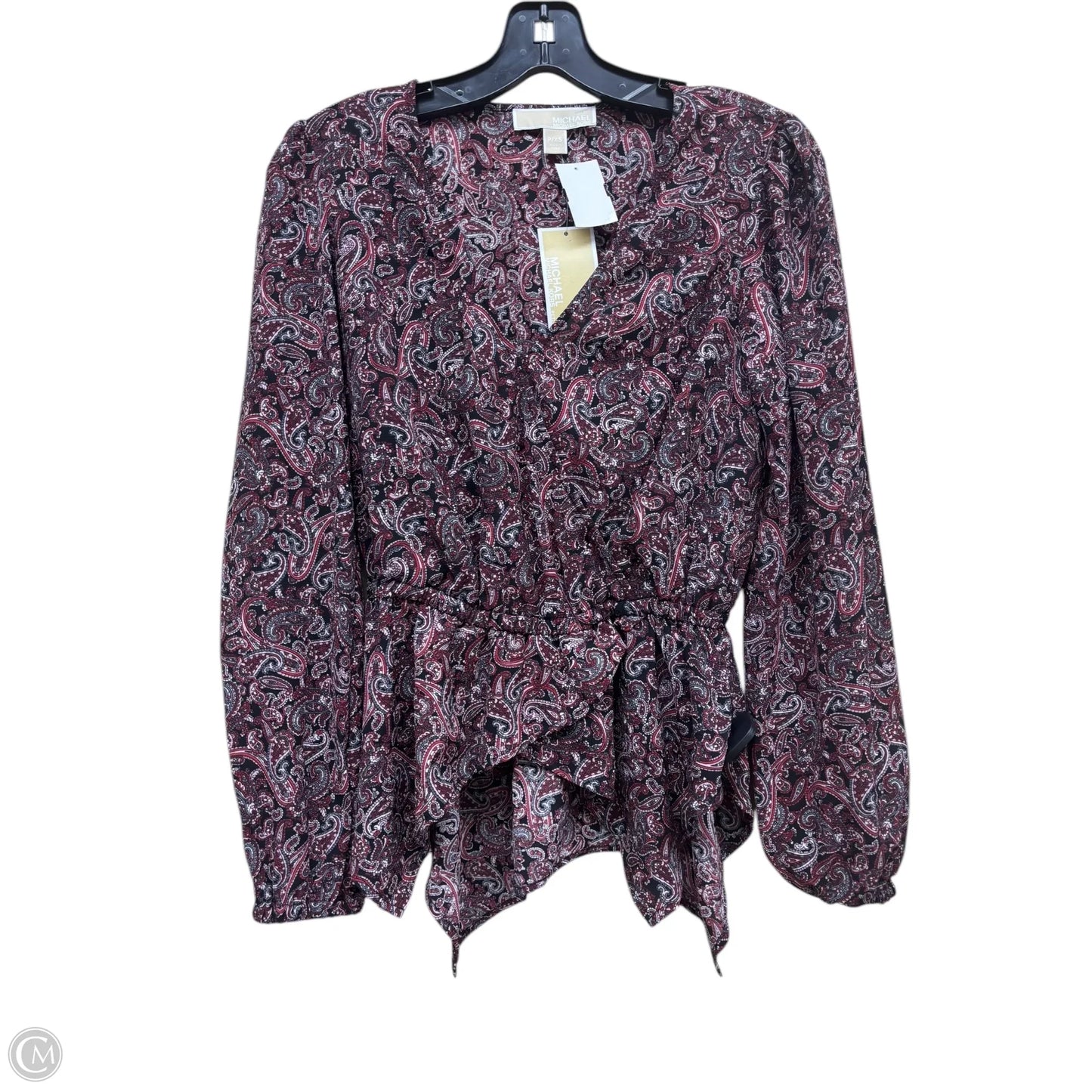 Top Long Sleeve By Michael By Michael Kors In Paisley Print, Size: Xsp