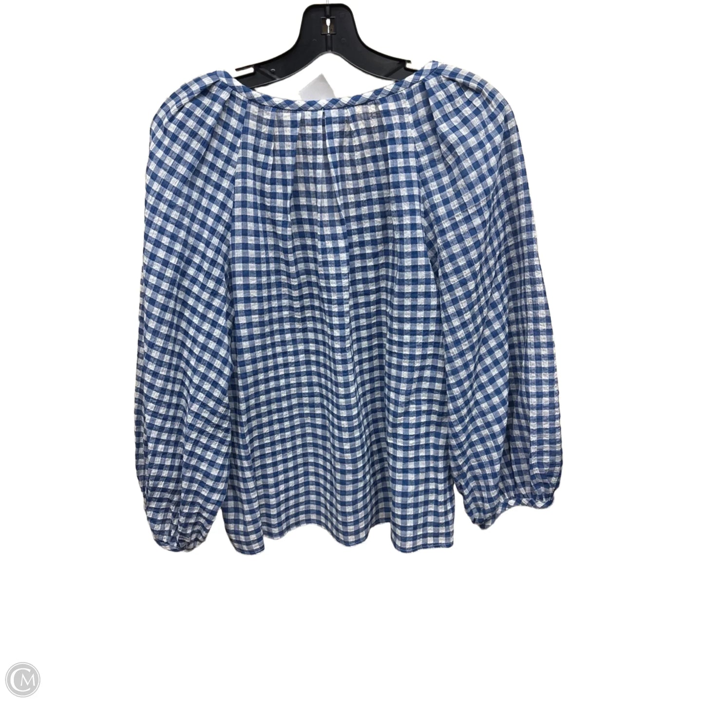 Top Long Sleeve By Calvin Klein In Blue & White, Size: M