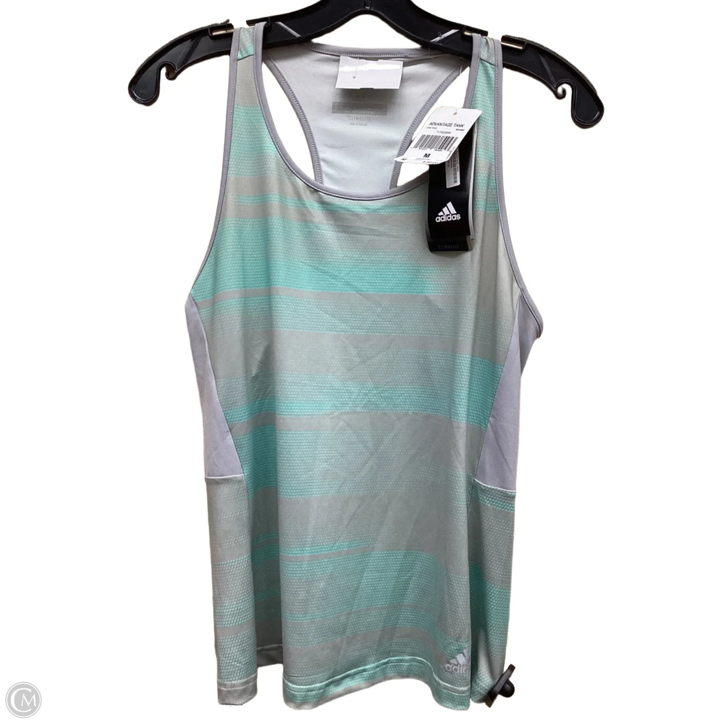 Athletic Tank Top By Adidas In Green & Grey, Size: M