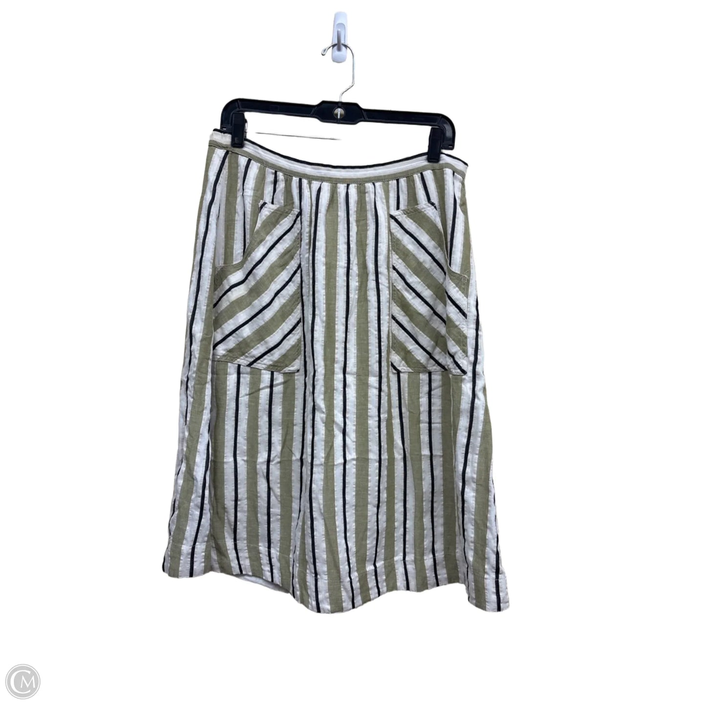 Skirt Midi By Anthropologie In Green & White, Size: L