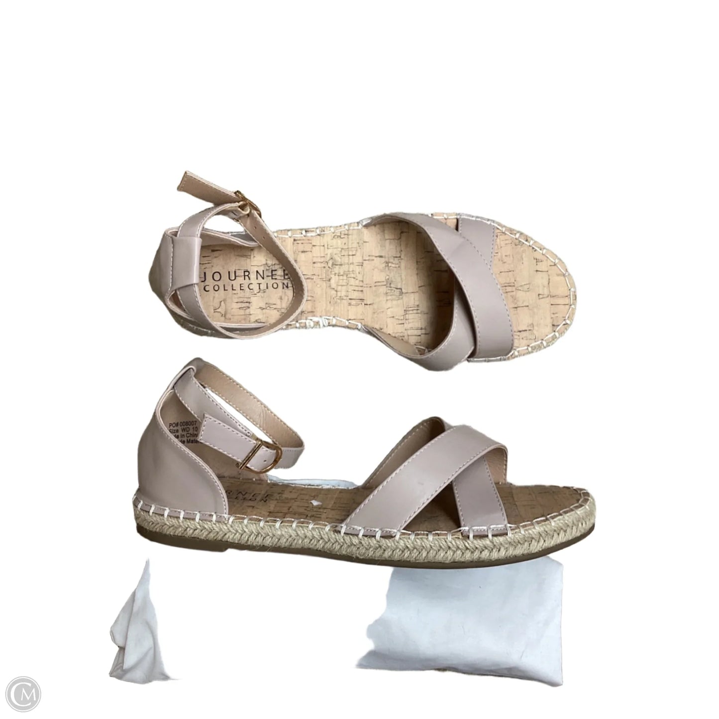 Sandals Flats By Journee In Pink & Tan, Size: 10