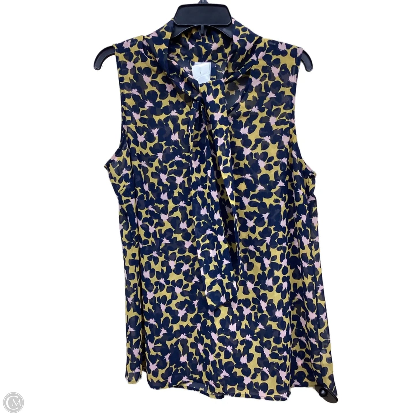 Top Sleeveless By Cabi In Blue & Yellow, Size: L