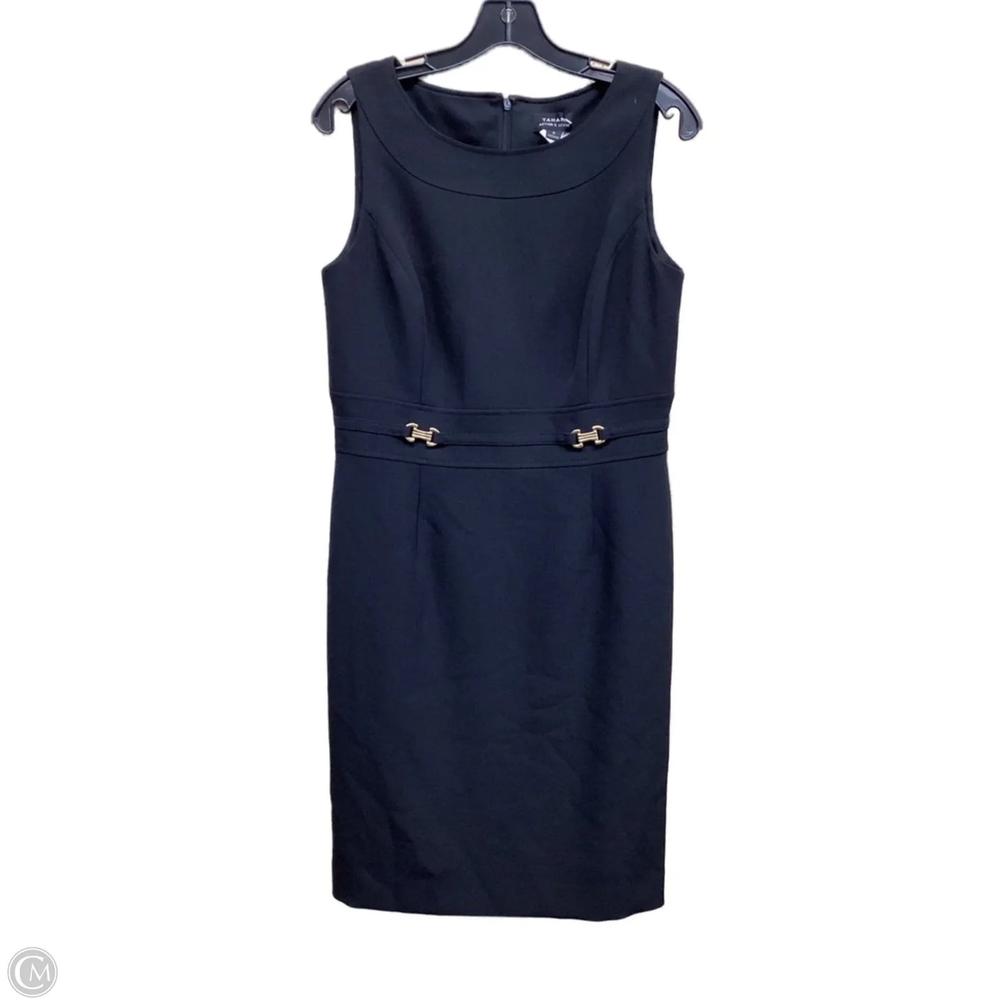 Dress Casual Midi By Tahari By Arthur Levine In Black & Gold, Size: 6