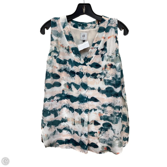 Top Sleeveless By Cabi In Green & Orange, Size: Xs