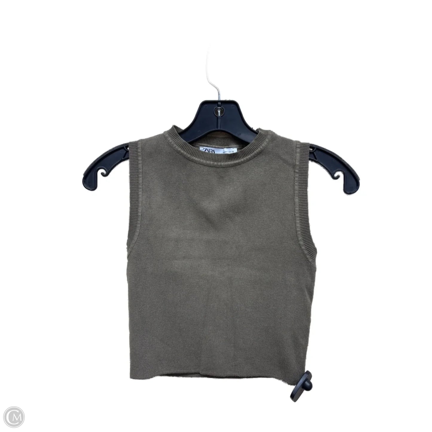 Top Sleeveless By Zara In Green, Size: M