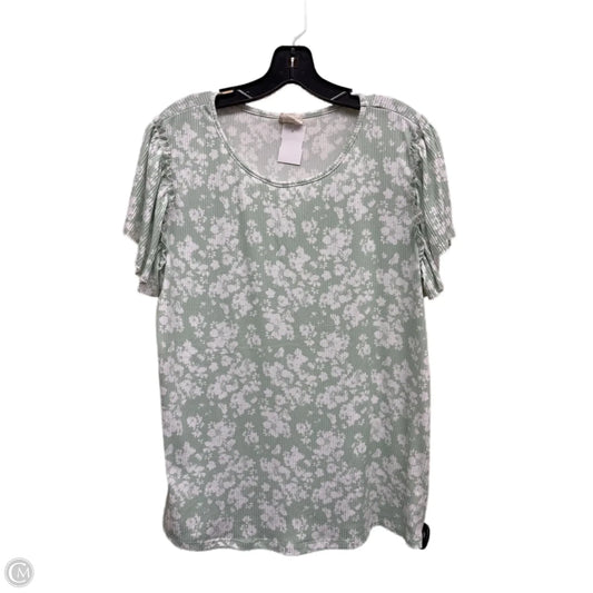Top Short Sleeve By Lovely Melody In Green & White, Size: Xl