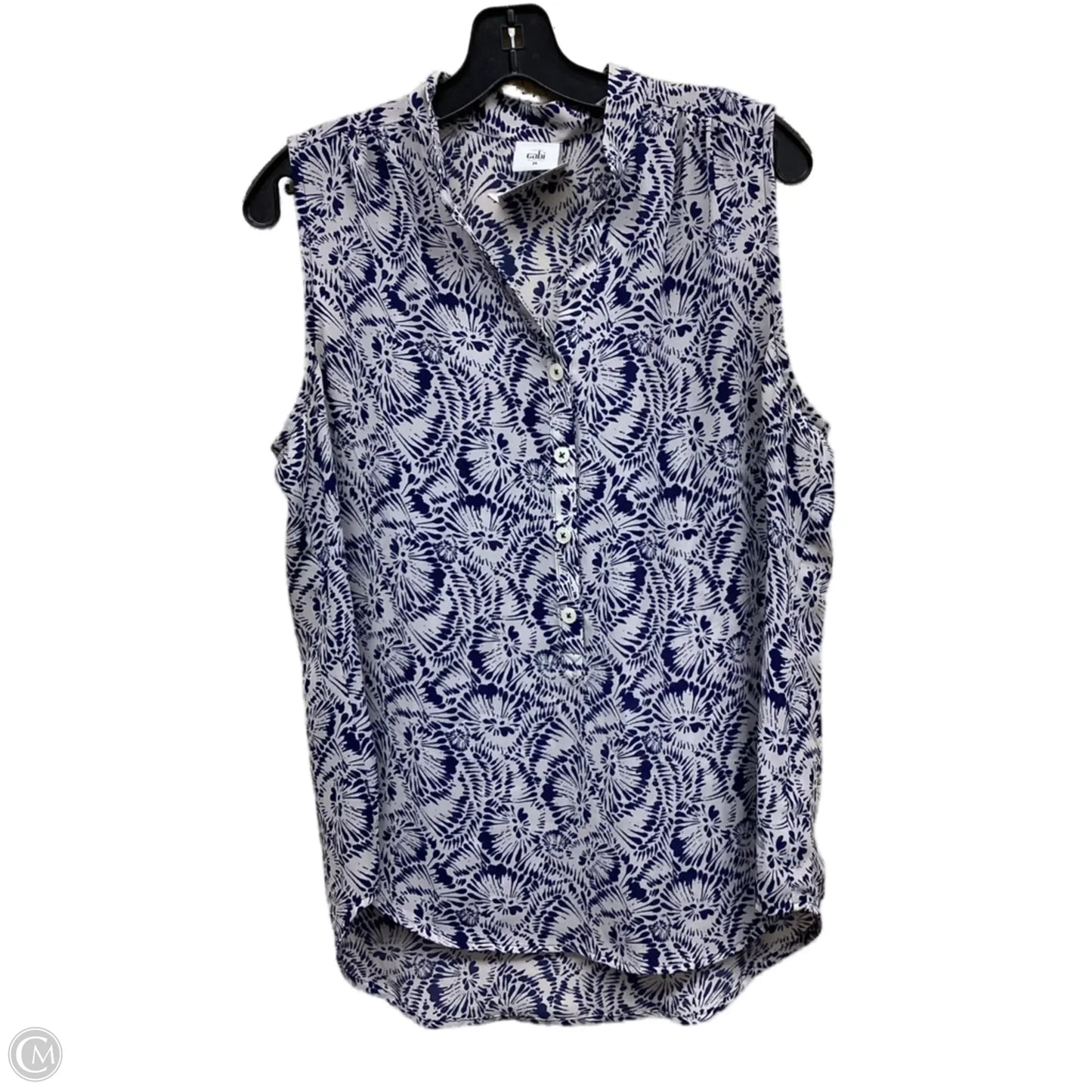Top Sleeveless By Cabi In Blue & White, Size: M