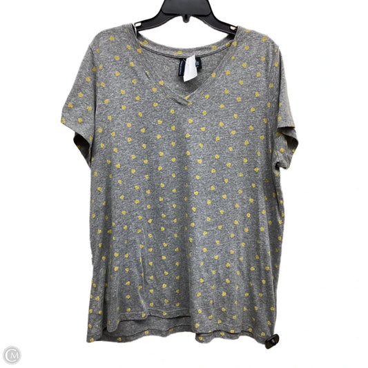 Top Short Sleeve By Cynthia Rowley In Grey & Yellow, Size: 2x