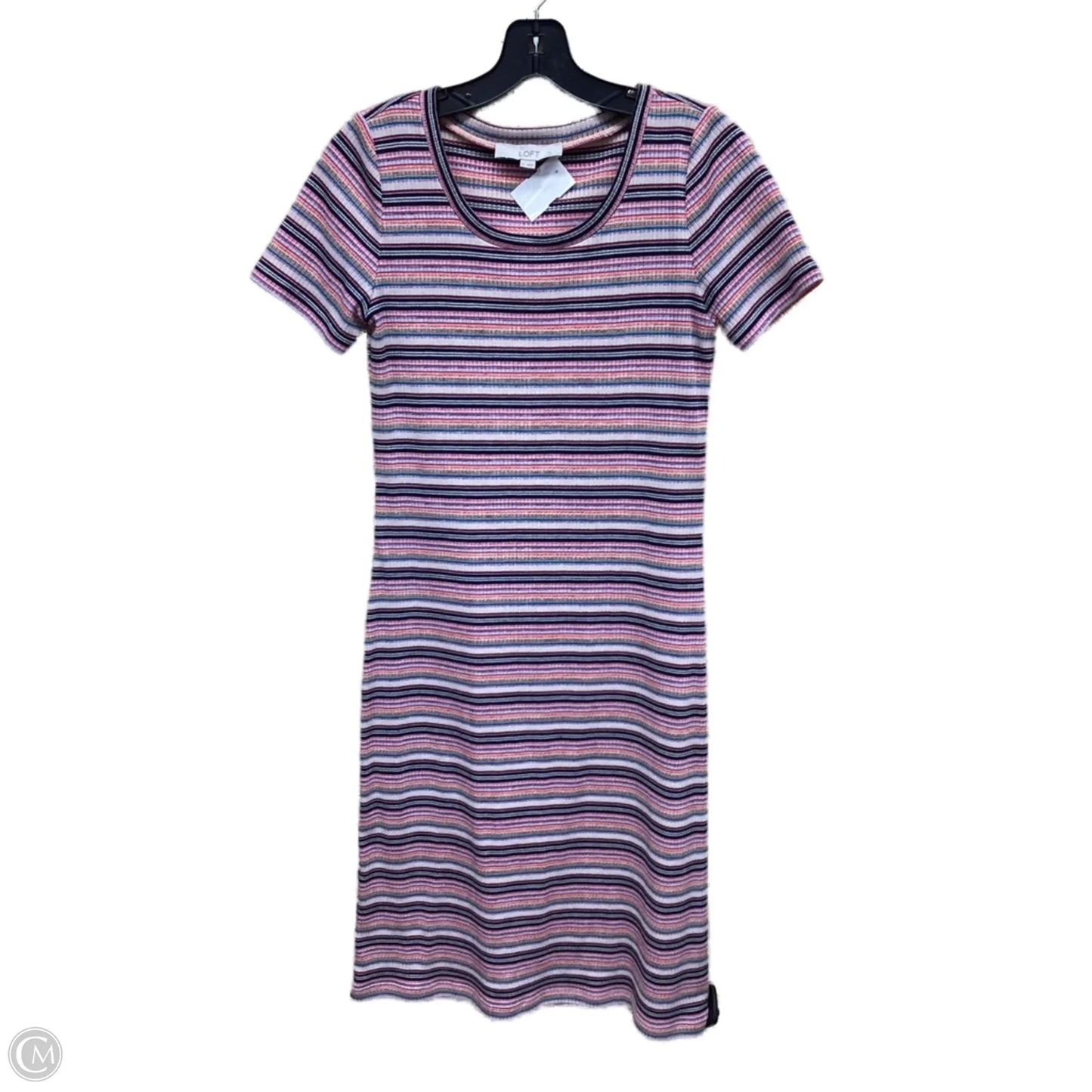 Dress Casual Midi By Loft In Striped Pattern, Size: Xs