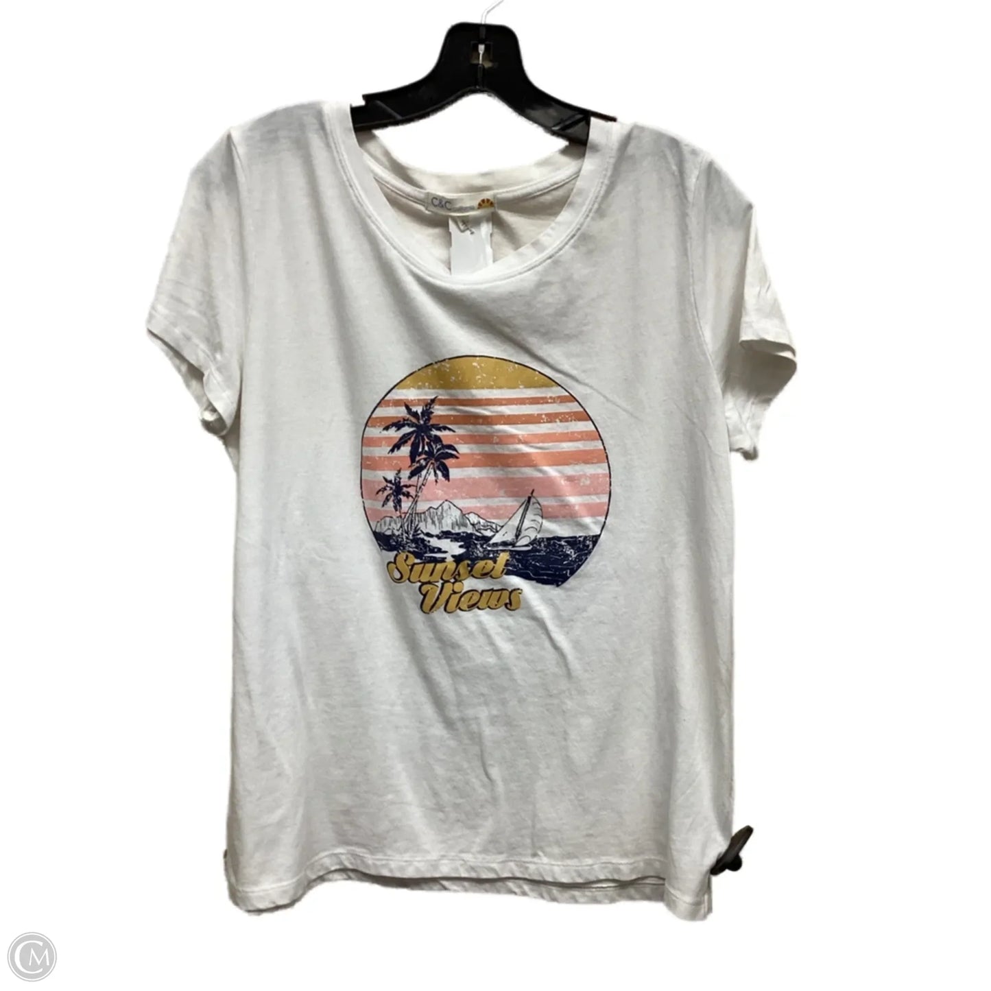 Top Short Sleeve By C And C In White, Size: L