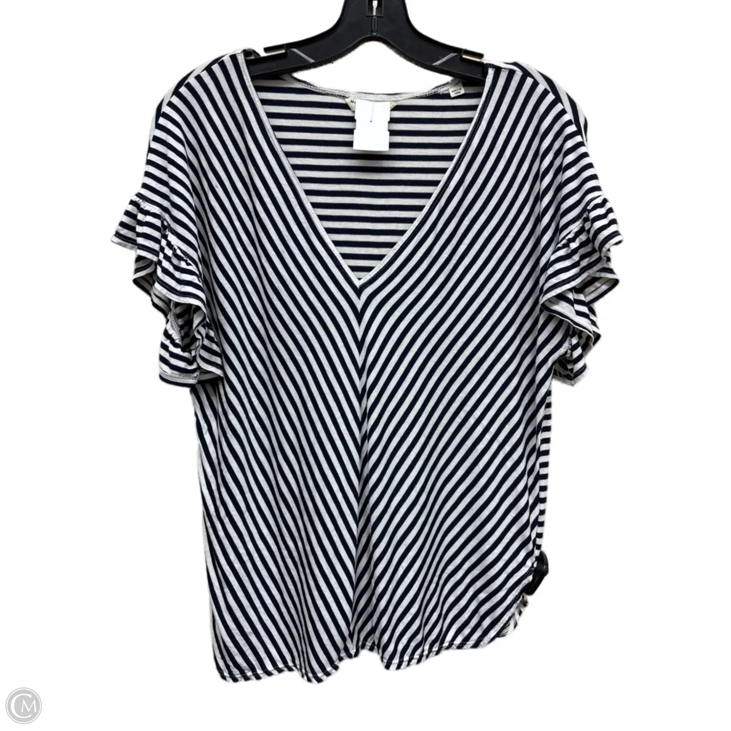 Top Short Sleeve By Max Studio In Striped Pattern, Size: S
