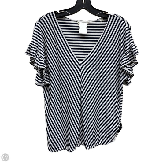Top Short Sleeve By Max Studio In Striped Pattern, Size: S