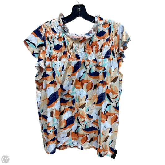 Top Short Sleeve By Ann Taylor In Floral Print, Size: L