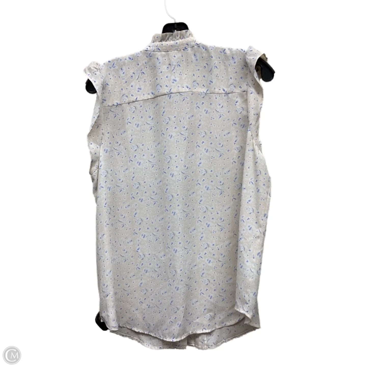 Top Sleeveless By Ann Taylor In Blue & Cream, Size: L