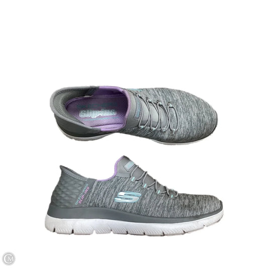 Shoes Athletic By Skechers In Grey & Purple, Size: 7.5