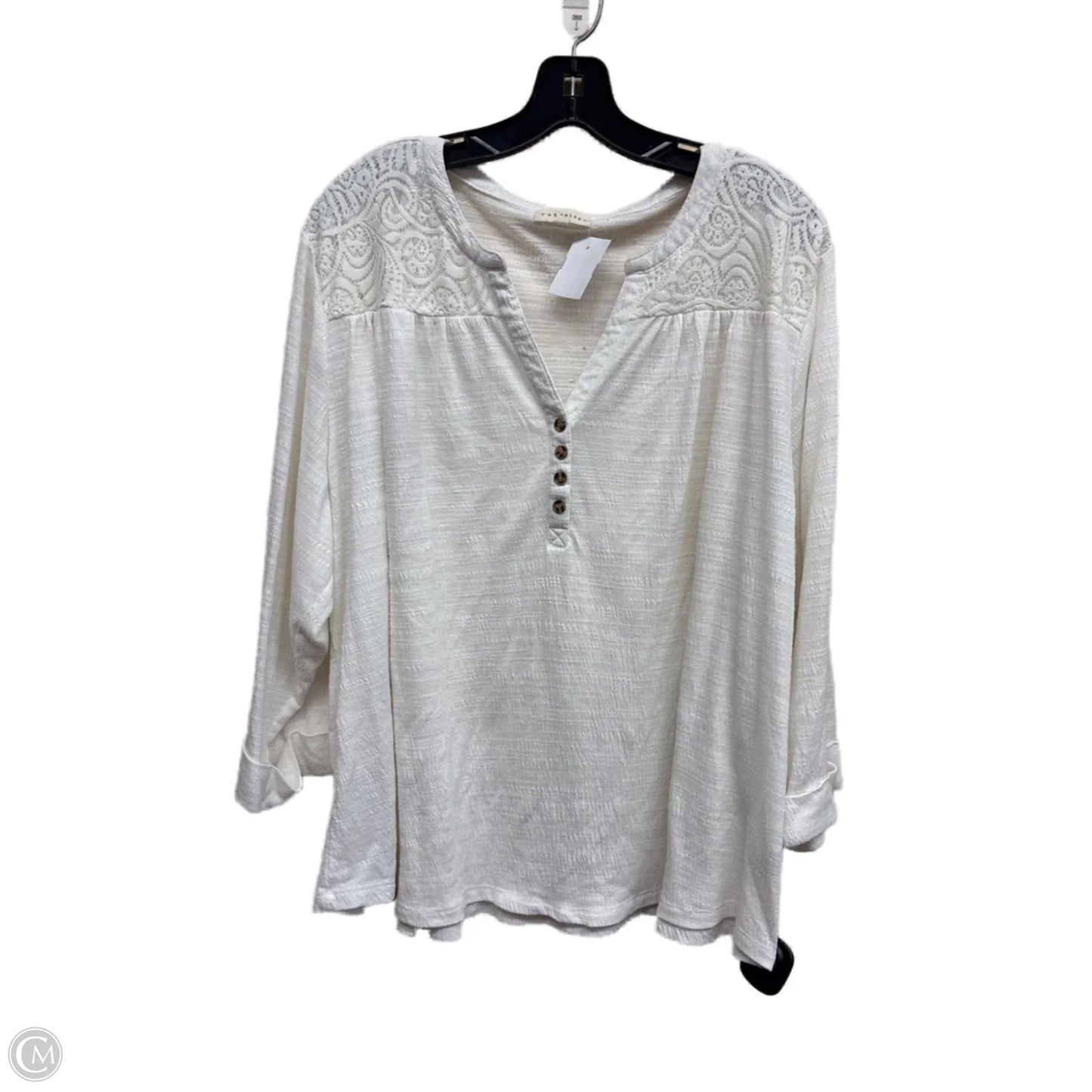 Top Long Sleeve By Retrology In White, Size: 3x