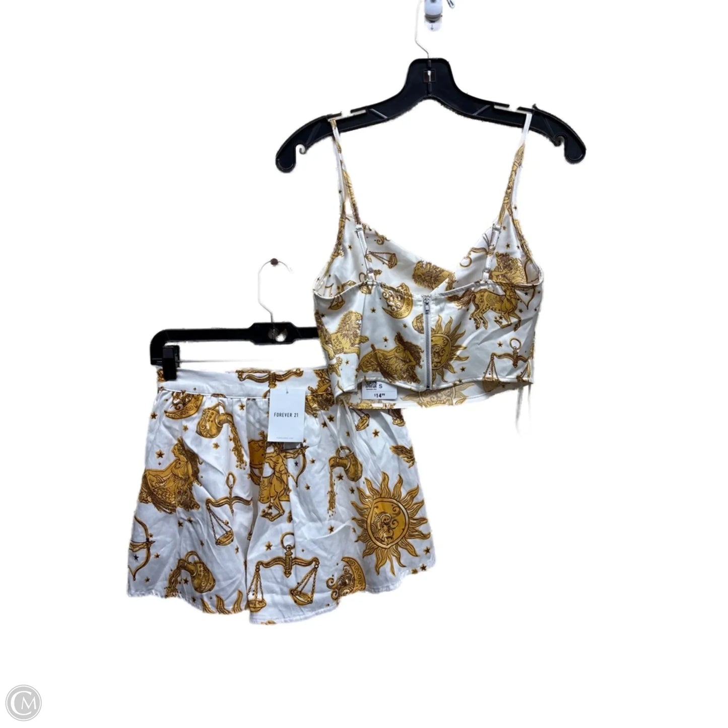 Shorts Set By Forever 21 In Tan & White, Size: S